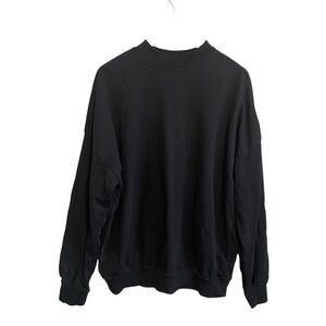 MP Men's Black Ribbed Neck Chest Logo Crew Gym Sweatshirt Size Large